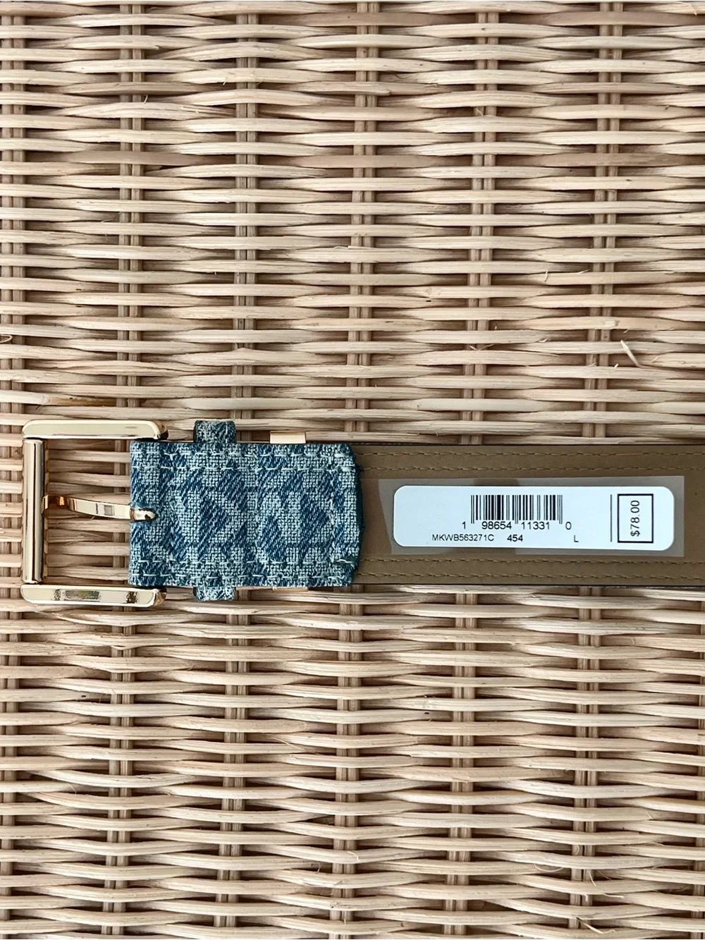 Michael Kors Denim Monogram Belt Gold Buckle NWT - Picture 6 of 6